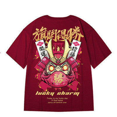 Cartoon Short Sleeve T-shirt Men's Trendy Chinese Style Retro Street Trendy Plus-sized Plus Size Couple Wear Half Sleeve Summer
