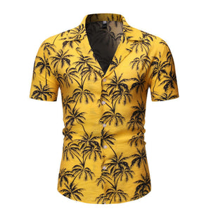 Mens Fashion Loose Lapel Print Top