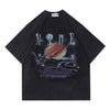 Street Men's Wear National Fashion Brand Star Print Washed And Worn Short Sleeve
